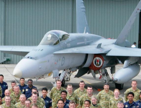 No3 Squadron Commanding Officer Wing Commander Terry van Haren and 17/19 Skuadron (Malaysian Air Force) Commanding Officer, Lieutenant Colonol ( LT KOL) Norazman Bin Samion in front of their combined squadrons at the conclusion of Excercise Elangaroo 2009. Exercise Elangaroo 09 (EL09) is a bi- lateral fighter exercise conducted between the Royal Australian Air Force and the Royal Malaysian Air Force. This Exercise was conducted on the week prior to Bersama Lima 09, from the 27 September to the 02 October. T